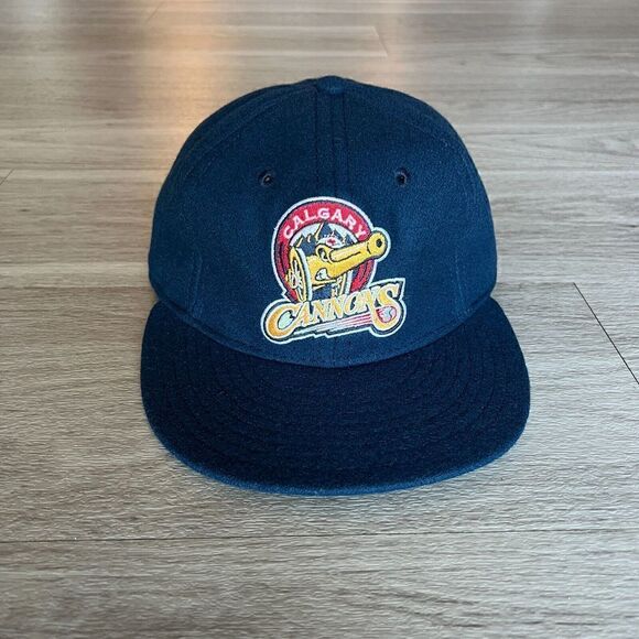 Vintage Ebbets Field Flannels Hat Cap Blue Calgary Cannons Wool Strapback 90s - Picture 1 of 6